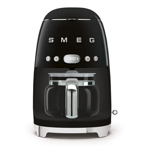 Black Smeg 50s Style Drip Filter Coffee Machine, front