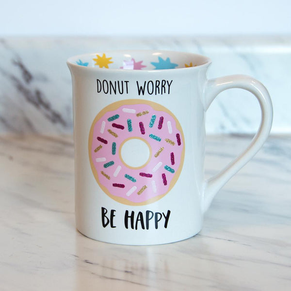Our Name is Mud Donut Worry Glitter Mug, 16 oz.