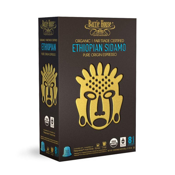 Barrie House Organic Ethiopian Sidamo Nespresso Compatible Capsules, 10 Pack