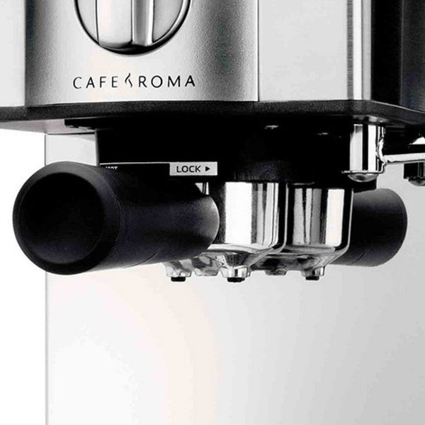 Closeup of the Cafe Roma Brew Group & Tamper