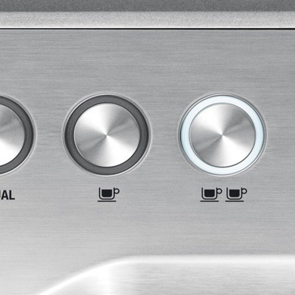 Closeup of the Breville Dual Boiler Espresso Machine Beverage Option Buttons