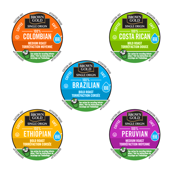 Brown Gold 100% Single-Origin Coffee Variety 36 Pack