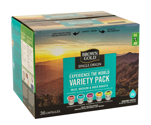 Brown Gold 100% Single-Origin Coffee Variety 36 Pack