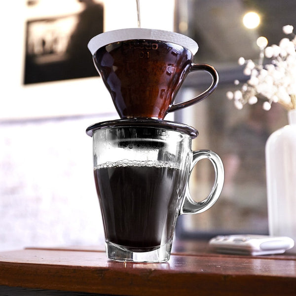 Cuisivin Caff Americano Glass Cups 12 oz, Set of 4