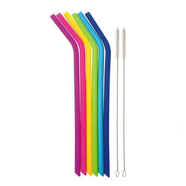 Danesco Reusable Silicone Straws, Set of 6