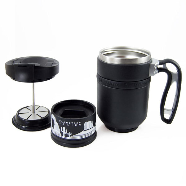 Planetary Design Obsidian Black Double Shot Coffee Press To-Go, 16 oz.