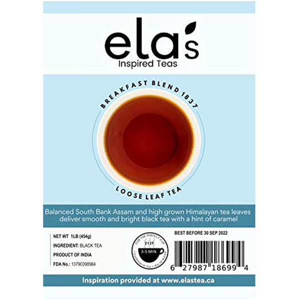 Ela's Tea Breakfast Blend 1837 Loose Leaf Tea, 1 lb