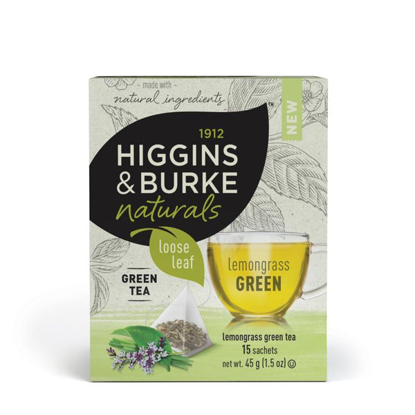 Higgins & Burke Naturals Lemongrass Green Loose Leaf Pyramid Tea Bags 15 Count