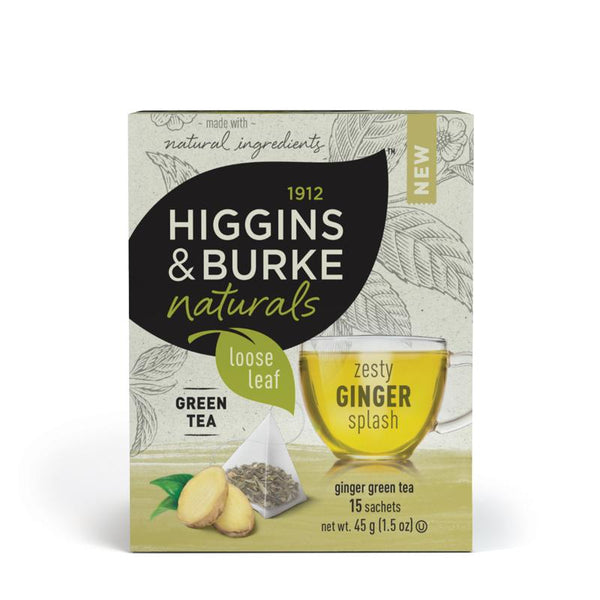 Higgins & Burke Naturals Zesty Ginger Splash Loose Leaf Pyramid Tea Bags 15 Count