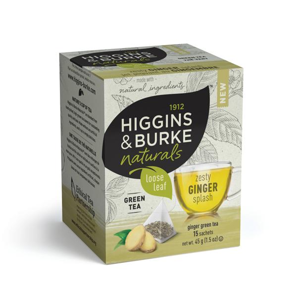 Higgins & Burke Naturals Zesty Ginger Splash Loose Leaf Pyramid Tea Bags 15 Count