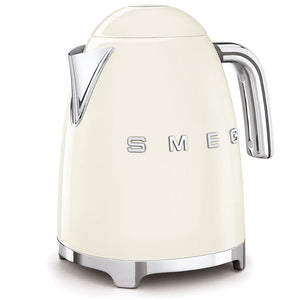 Smeg Electric Tea Kettle in Cream, side angle