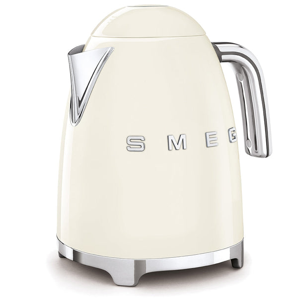Smeg Electric Tea Kettle in Cream, side angle