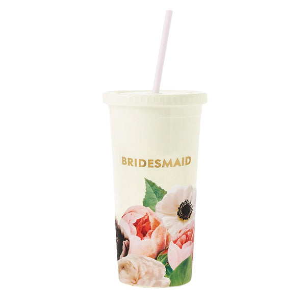Kate Spade New York Blushing Floral Bridesmaid Tumbler with Straw