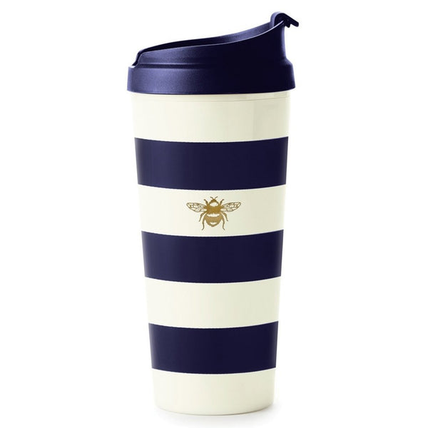 Kate Spade New York Navy Blue Stripes & Bee Thermal Mug