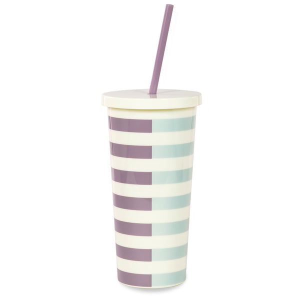 Kate Spade New York Two-Tone Stripes Tumbler with Straw