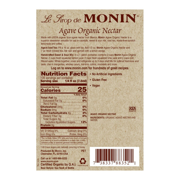 Monin Agave Syrup, 750 ml