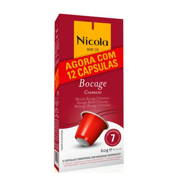 Nicola Cafes Bocage Nespresso Compatible Capsules, 12 Pack