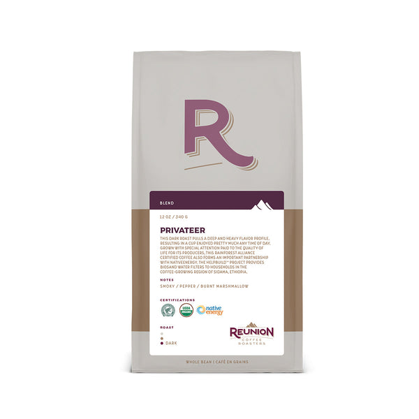 Reunion Coffee Roasters Privateer Dark Whole Bean Coffee 12oz