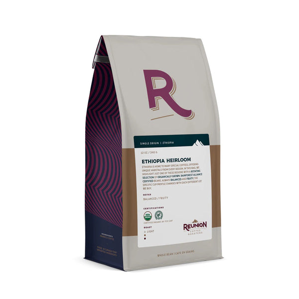 Reunion Coffee Roasters Ethiopia Heirloom Whole Bean Coffee, 12oz