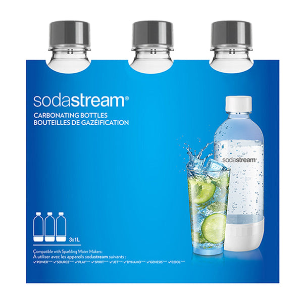 SodaStream Grey 1L Carbonating Bottle, Set of 3