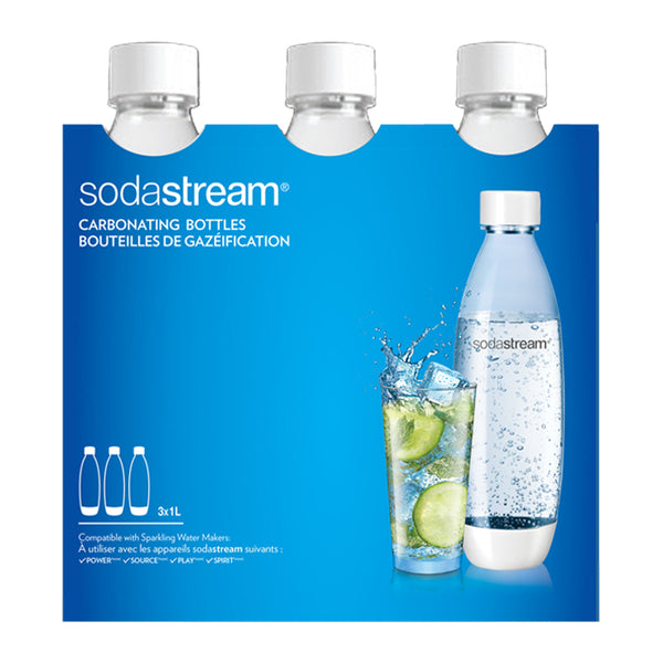 SodaStream White 1L Carbonating Bottle, Set of 3