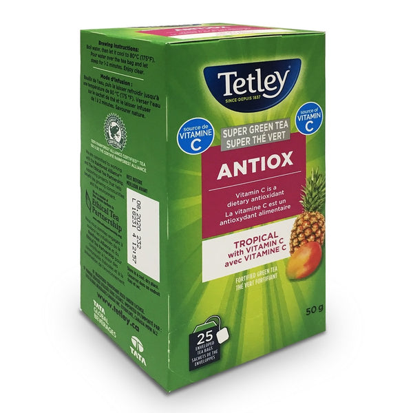 Tetley Antiox Tropical Super Green Tea, 25 Count