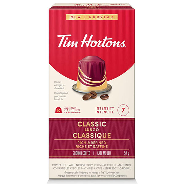 Tim Horton's Nespresso Compatibles Classic Lungo Espresso, 10 Pack