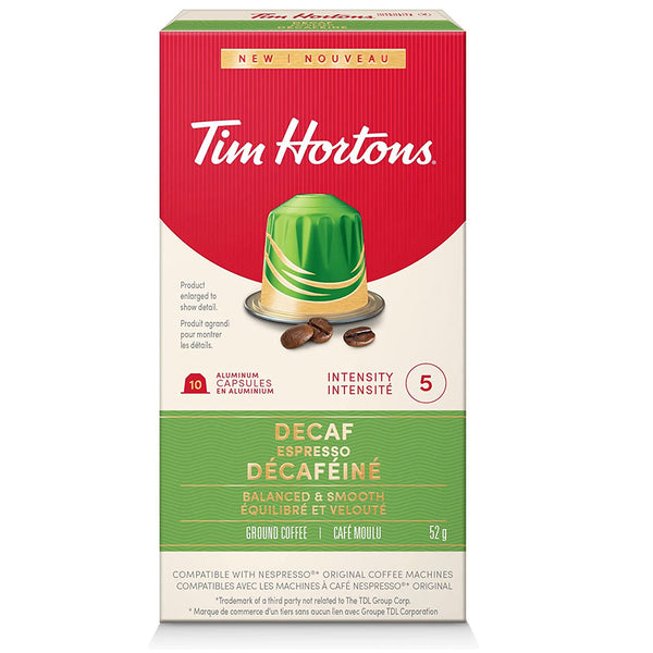 Tim Horton's Nespresso Compatibles Decaf Espresso, 10 Pack