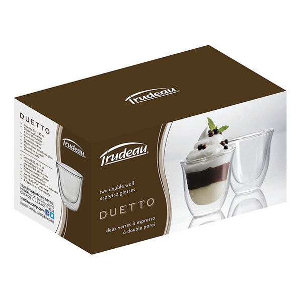 Trudeau 3 oz. Double Walled Glass Espresso Mugs, Set of 2