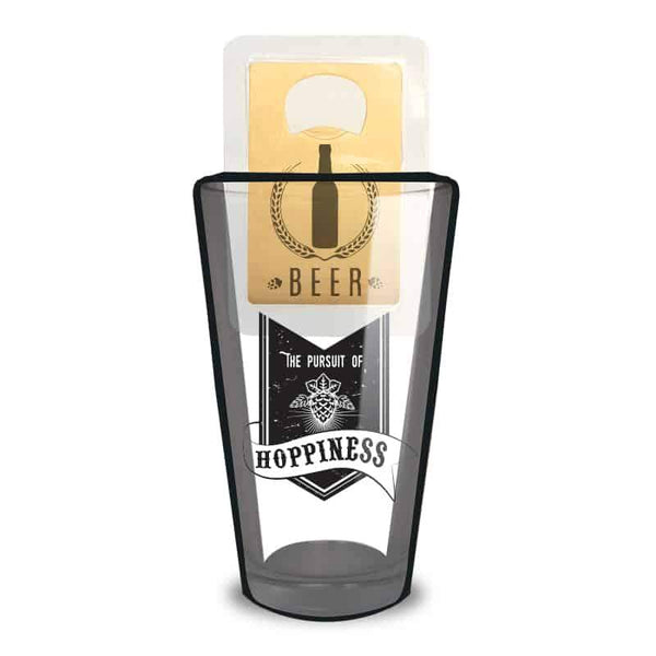 Wild Eye Designs Pursuit of Hoppiness Pint Glass & Opener Set, 16 oz.