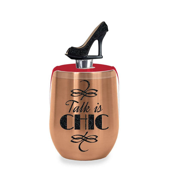 Wild Eye Designs Talk is Chic Stemless Wine Glass & Stopper Set