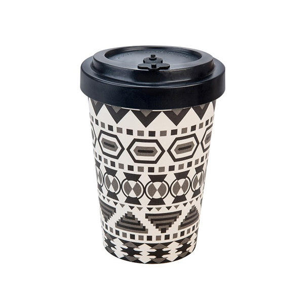 Woodway Bamboo Cup 400ml, Aztec Black / White