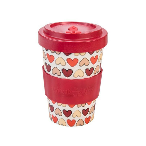 Woodway Bamboo Cup 400ml, Retro Hearts
