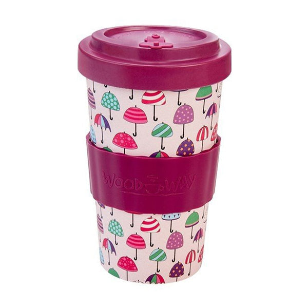 Woodway Bamboo Cup 500ml, Umbrellas Purple