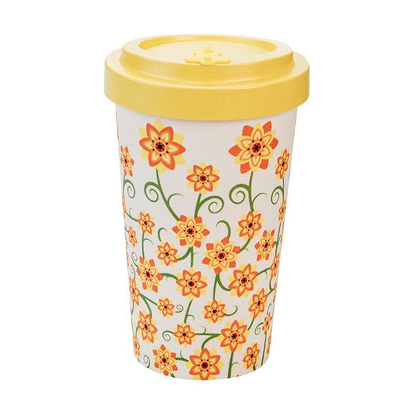 Woodway Bamboo Cup 500ml, Bouquet of Yellow Flowers
