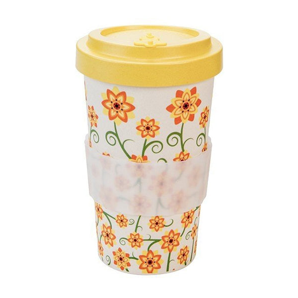 Woodway Bamboo Cup 500ml, Bouquet of Yellow Flowers
