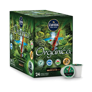 Box of Zavida Organica Single Serve Coffee K-Cups.