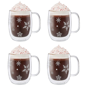 Zwilling Sorrento Double Wall Glass Festive Mugs 12 oz., Set of 4