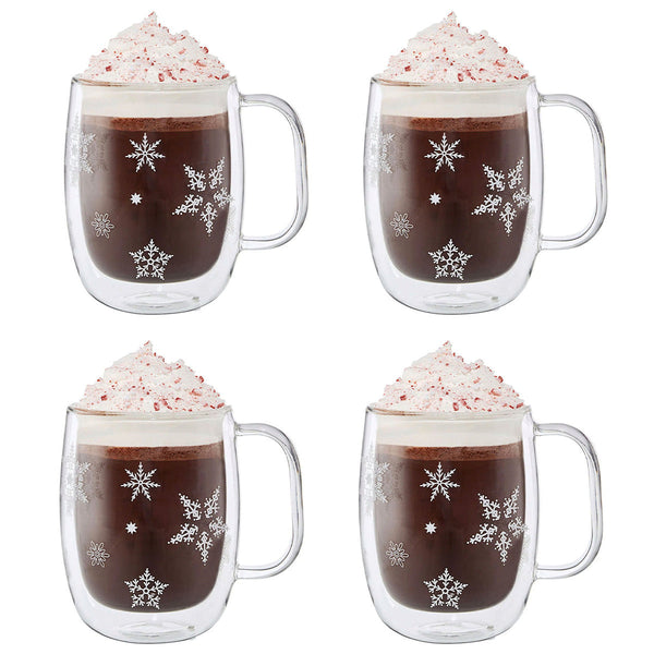 Zwilling Sorrento Double Wall Glass Festive Mugs 12 oz., Set of 4