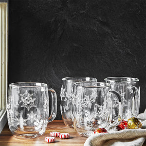 Zwilling Sorrento Double Wall Glass Festive Mugs 12 oz., Set of 4